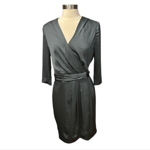 Banana Republic | Pewter Ruched Sleeve Wrap Mini Dress Size 8